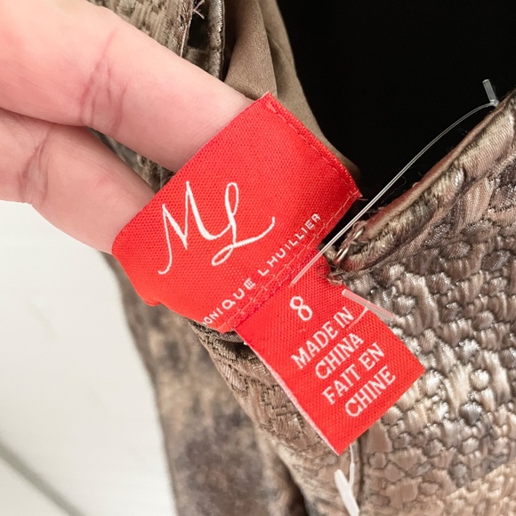 Monique Lhuillier Mini Dress Leopard print Iridescent Jacquard Mobwife Sz 8 - Picture 15 of 16